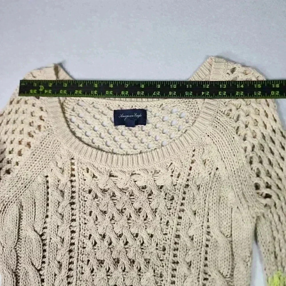 American Eagle AEO Women's Sweater XS Open Weave Ombre Beige Green Soft Pullover - Picture 11 of 16
